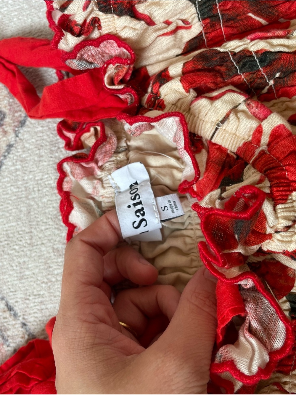 En Saison Joise Gingko Leaf Print Tiered Midi Sundress Vacation Tropical Women S - Picture 2 of 6